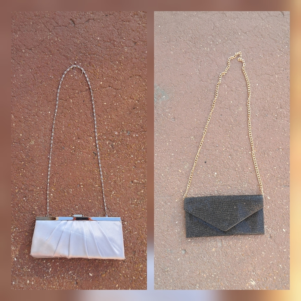 NWOT 1 Elegant Black Clutch Bag and 1 Silver Clutch Bag